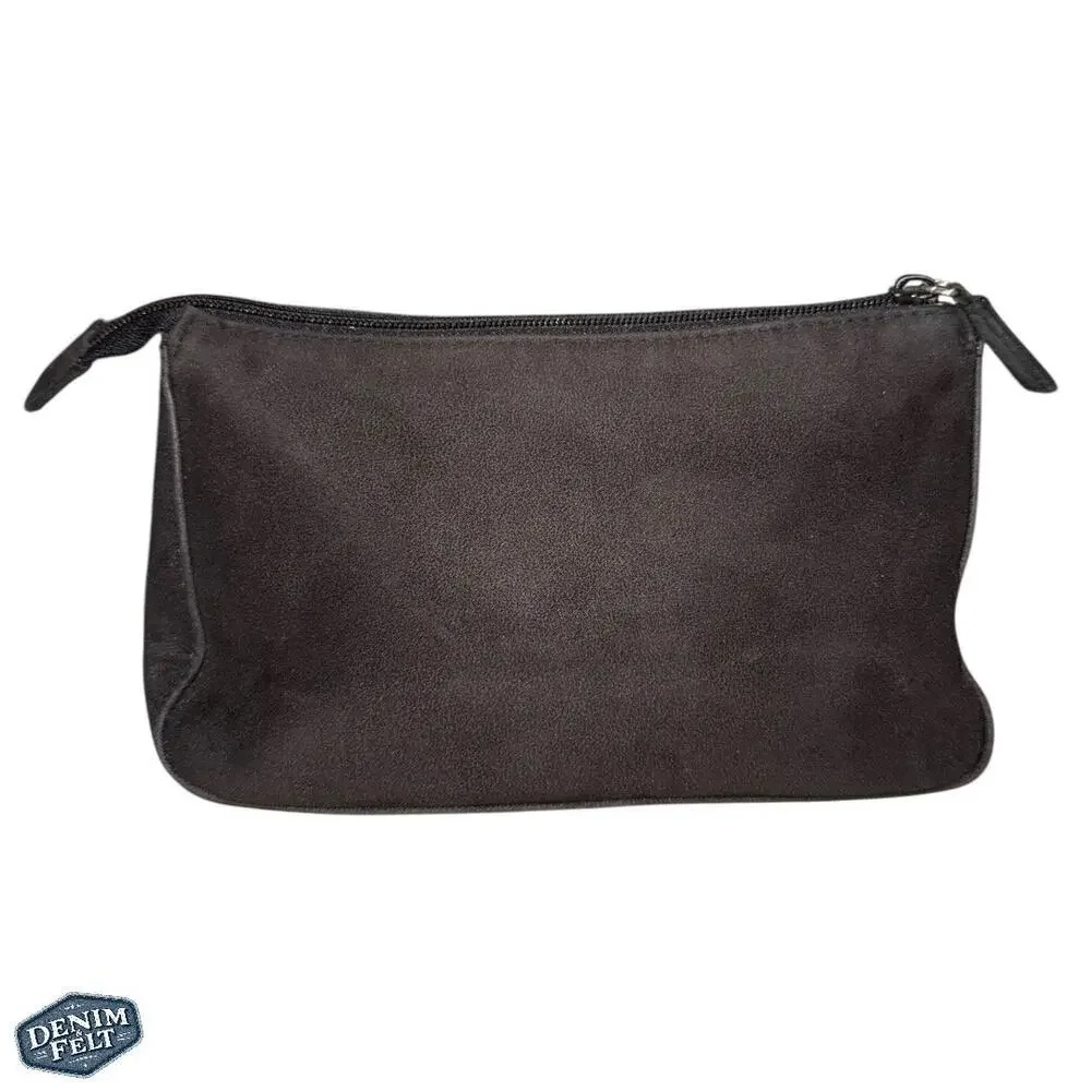 CHANEL Chance Suede Black Cosmetic Pouch with Pink‎ Logo – Travel Makeup Bag